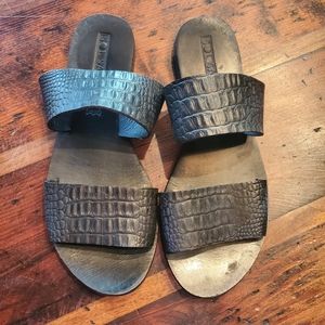 Genuine Leather SolSana Crocodile Sandal Flats
